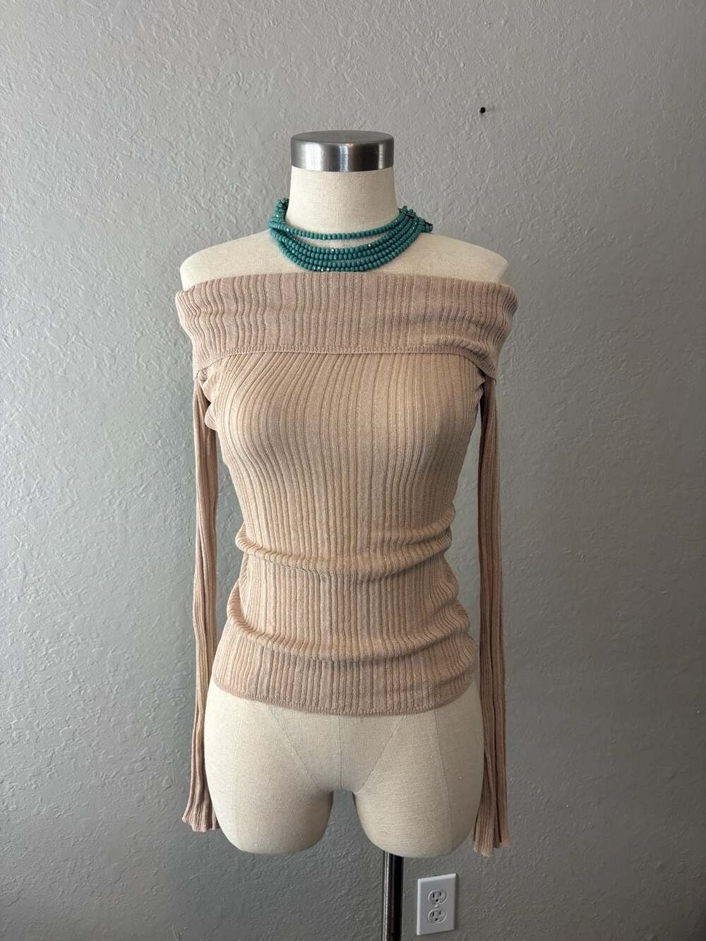 L.A. Hearts Off-The-Shoulder Ribbed Long Sleeve Top Size XS